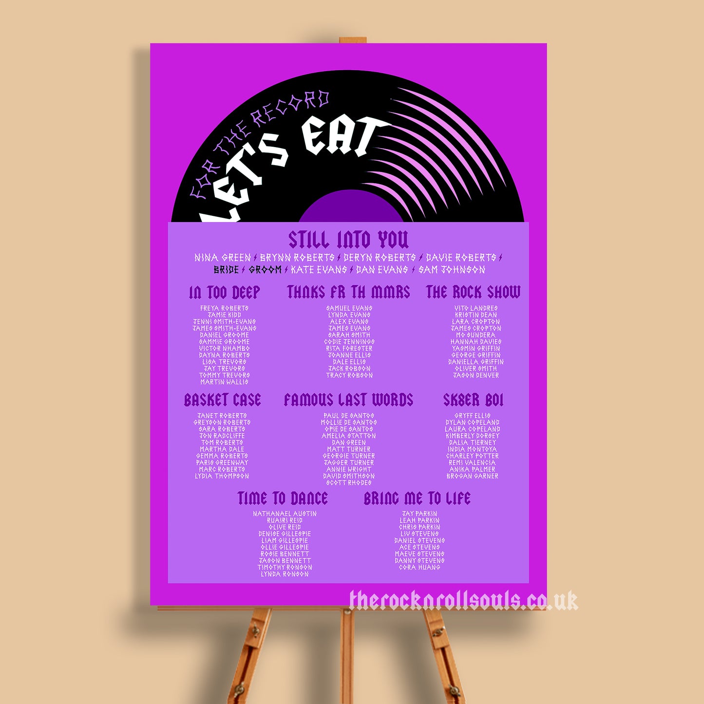 For the Record Seating Plan Sign