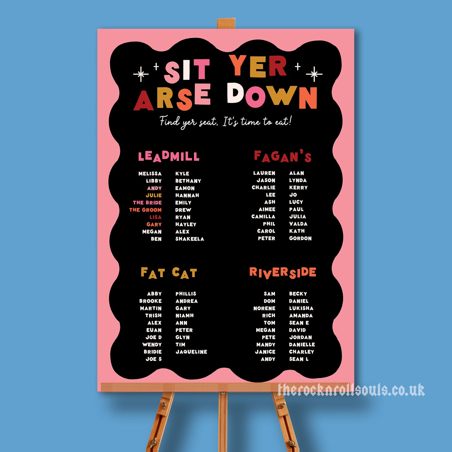 Romantic Type Seating Plan Sign