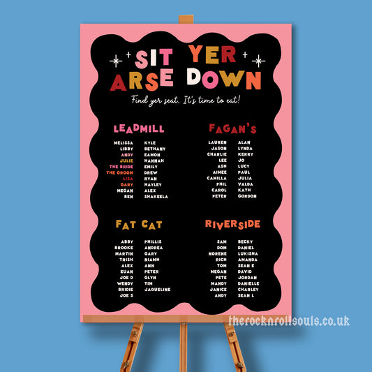 Romantic Type Seating Plan Sign