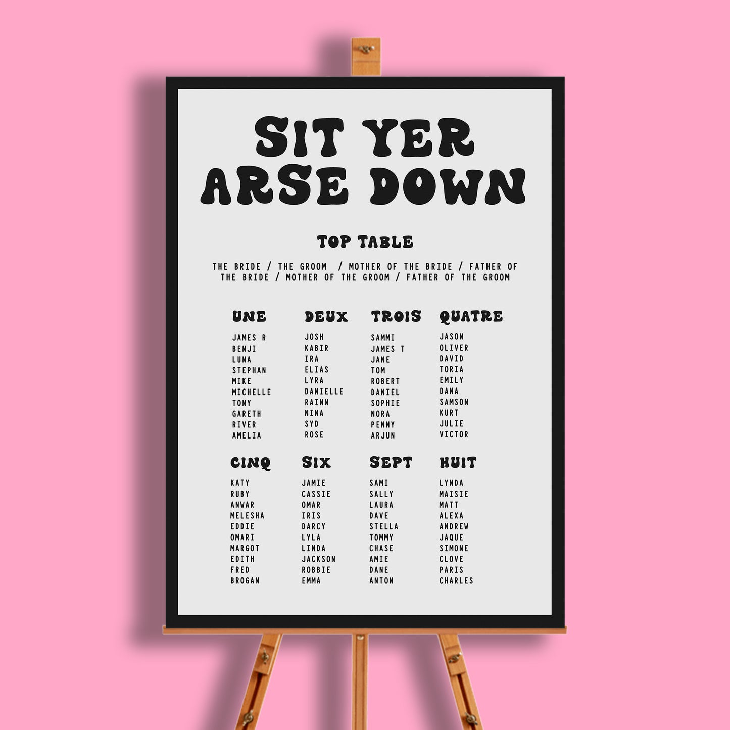 Get Giggy With It Seating Plan Sign